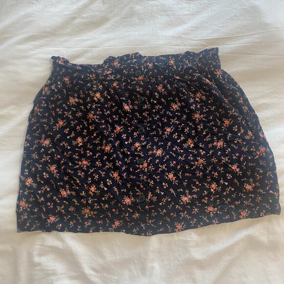 Host Pick 🎀 NWOT Madewell Black Floral Button-front Mini Skirt Size XXL - Picture 2 of 8